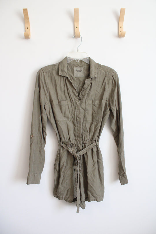 Abercrombie & Fitch Olive Green Button Down Romper | S