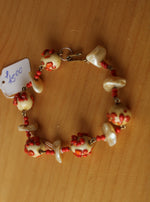 Baroque Freshwater Pearls and Coral Glass Bead Bracelet