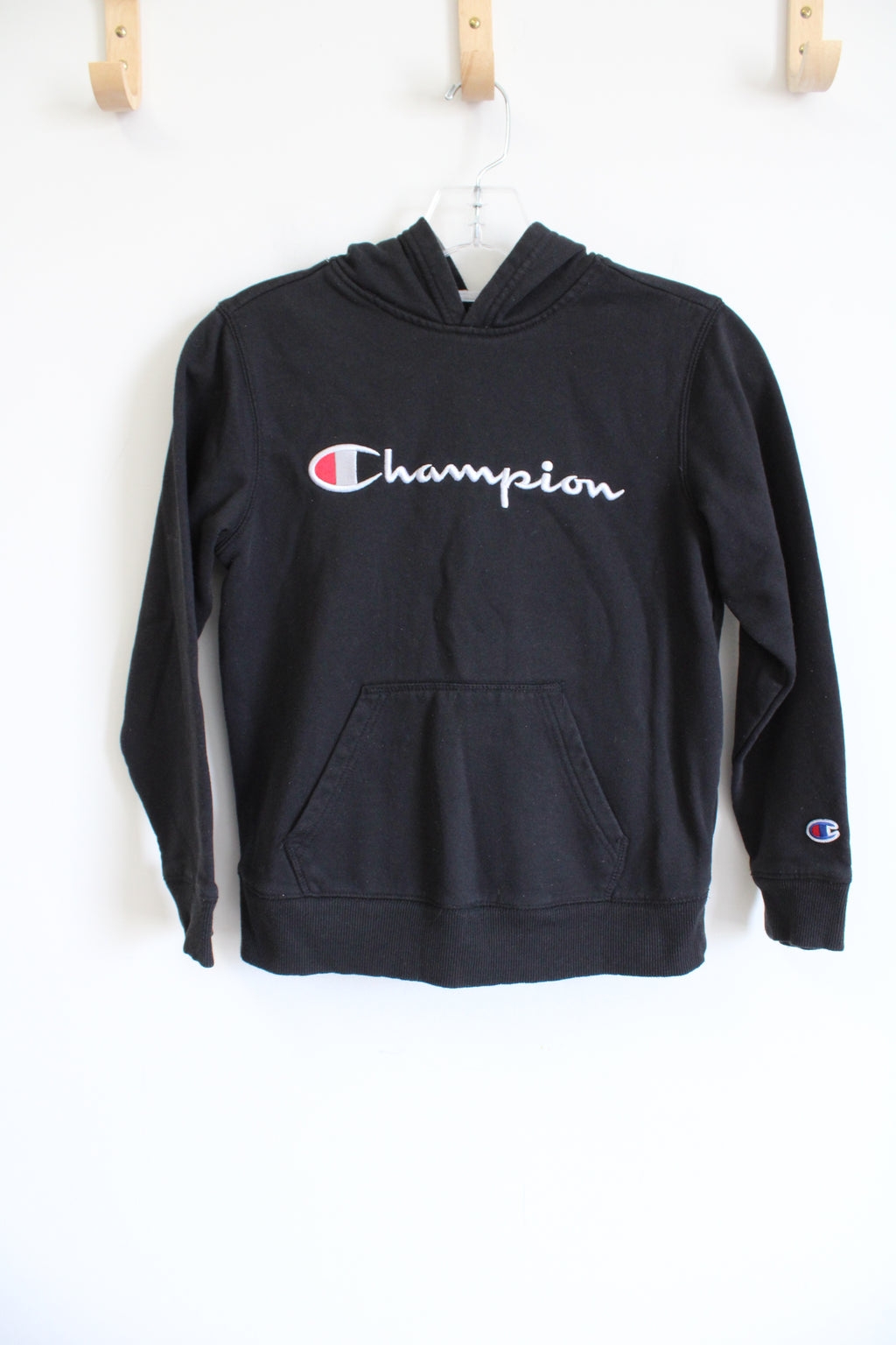 Champion Black Embroidered Logo Hoodie | Youth M (10/12)