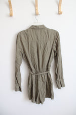 Abercrombie & Fitch Olive Green Button Down Romper | S