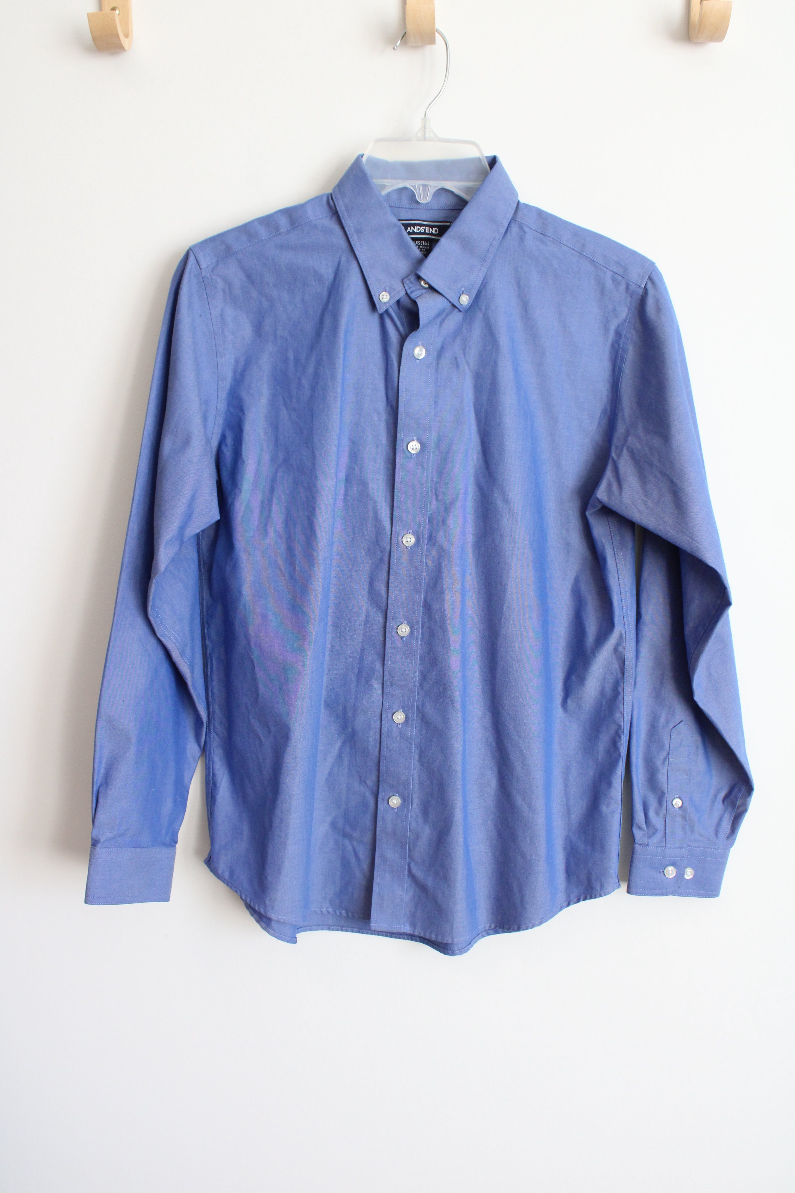 lands end dress shirts Lands' Men's Long Sleeve Solid Oxford Shirt Small French Blue : Clothing, Shoes & Jewelry grown cotton thats farmed to minimize environmental impact Lands' End Blue Button Down