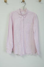 Gap Boyfriend Fit Pink White Striped Button Down Shirt | L