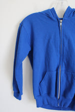 Jerzees Blue Zip Up Hoodie | Youth M