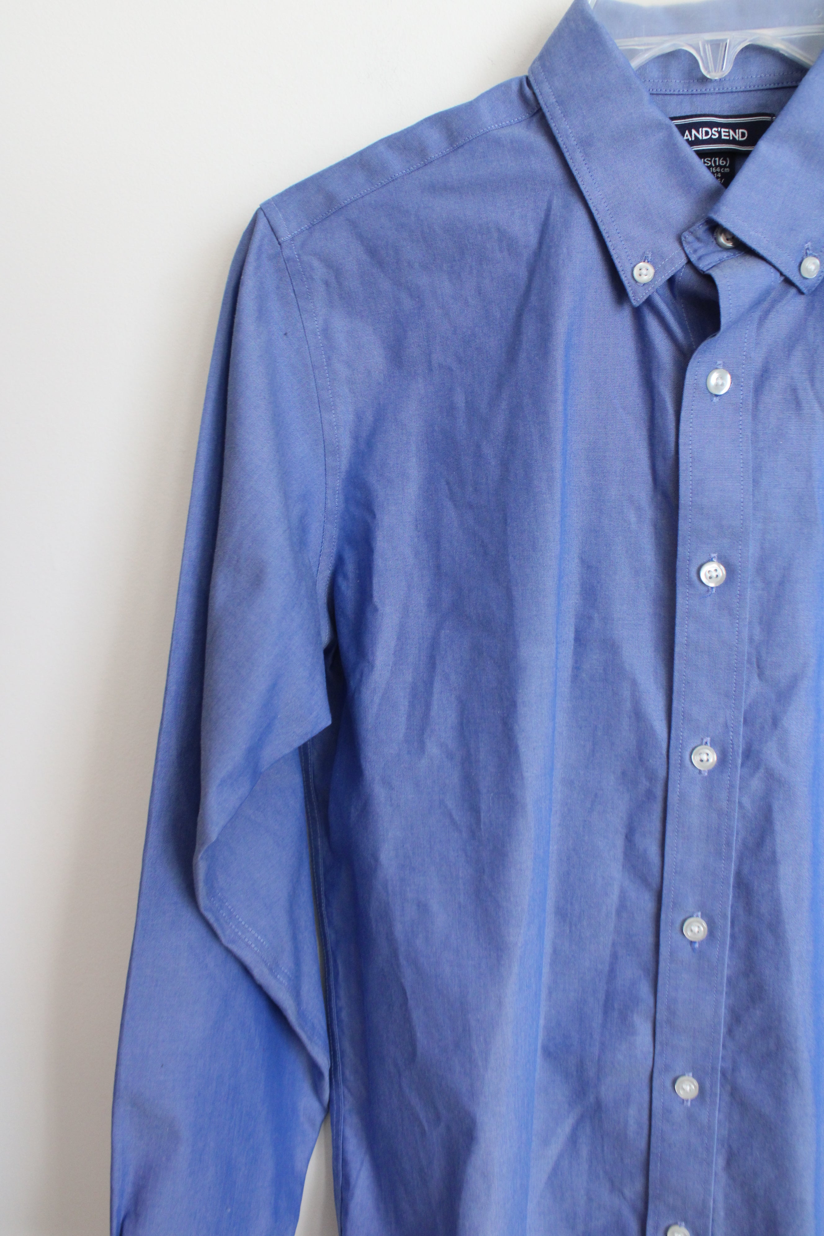 Lands' End Blue Button Down Dress Shirt