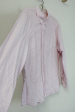 Gap Boyfriend Fit Pink White Striped Button Down Shirt | L