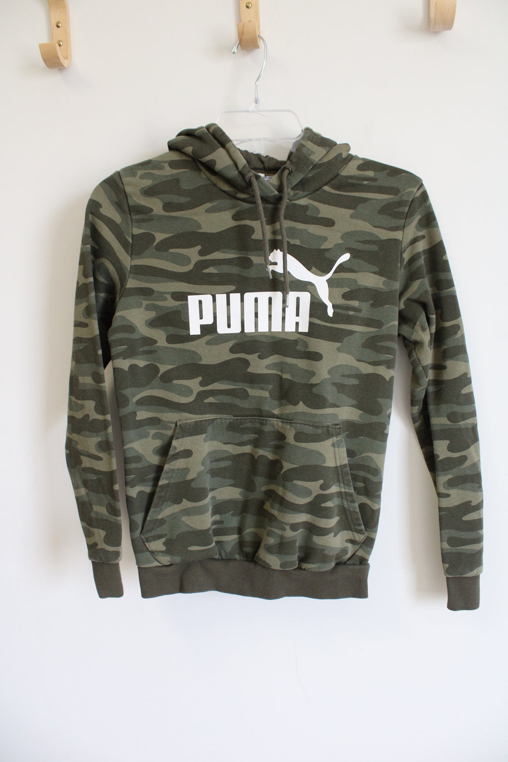 Puma Green Camo Logo Hoodie | Youth S (8)