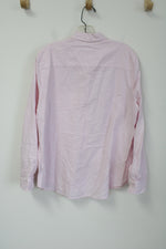 Gap Boyfriend Fit Pink White Striped Button Down Shirt | L