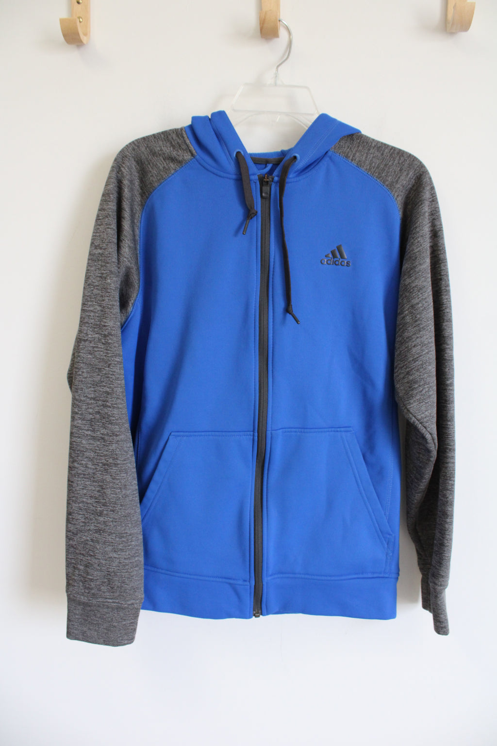 Adidas Gray Blue Zip Up Hoodie Jacket | Youth M (10/12)