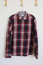 Flag & Anthem Blue Red Green & White Plaid Flannel Shirt | M