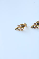 10K Yellow Gold Leaf Stud Earrings