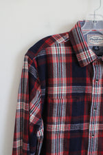Flag & Anthem Blue Red Green & White Plaid Flannel Shirt | M