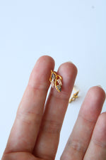 10K Yellow Gold Leaf Stud Earrings