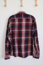 Flag & Anthem Blue Red Green & White Plaid Flannel Shirt | M
