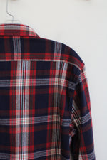 Flag & Anthem Blue Red Green & White Plaid Flannel Shirt | M
