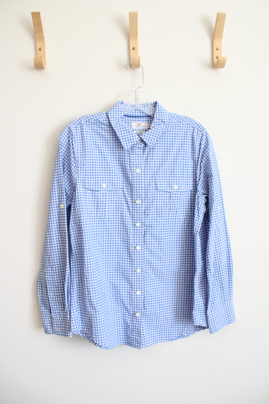 Vineyard Vines Blue & White Checkered Relaxed Fit Button Down Shirt | 6