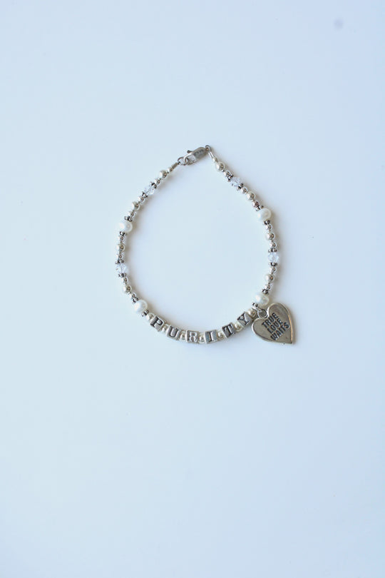 "True Love Waits" Sterling Silver Beaded Purity Bracelet