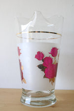 Vintage Rose Etched Gold Glass Pitcher
