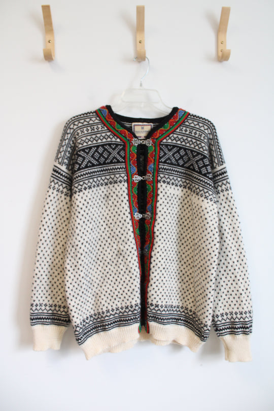 Vintage Dale Of Norway White & Black Nordic Wool Sweater | XL