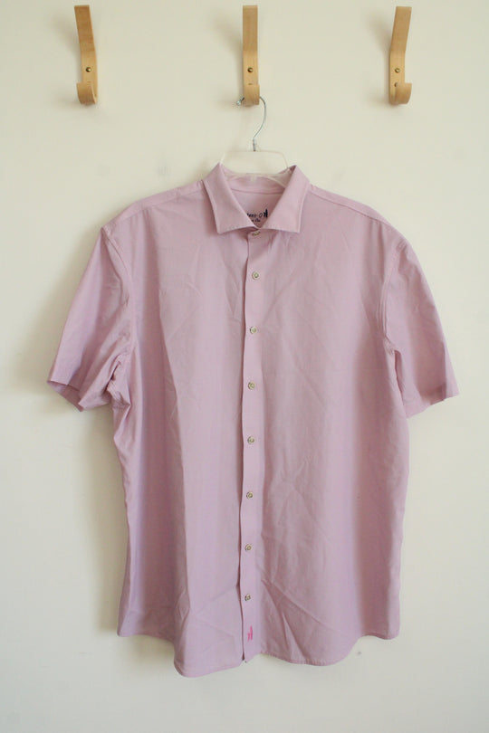 Johnnie-O Hangin' Out Pink & White Button Down Shirt | XL