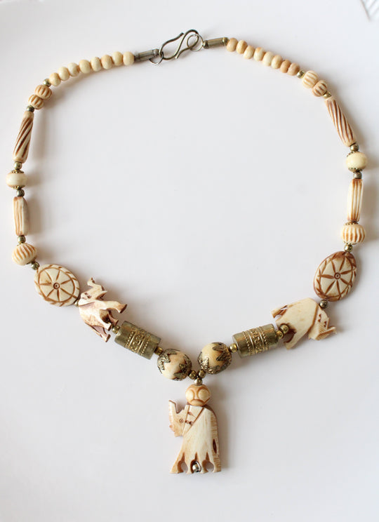 Vintage Carved Elephant Necklace