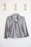 NEW LOFT Black & White Linen Blend Full Zip Jacket | S