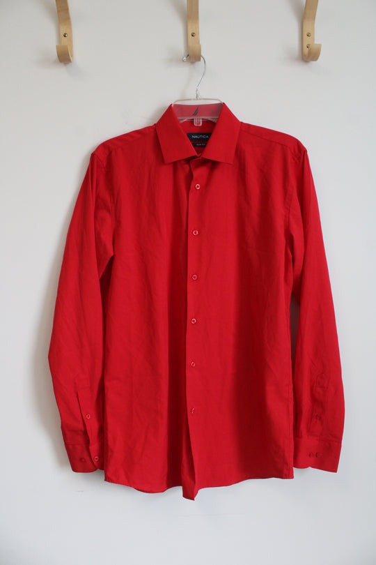 Nautica Red Button Down Long-Sleeve Shirt | M