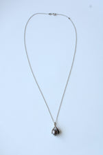 14K White Gold Genuine Black Pearl Necklace