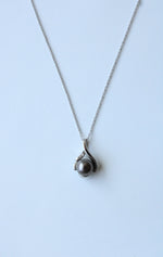 14K White Gold Genuine Black Pearl Necklace
