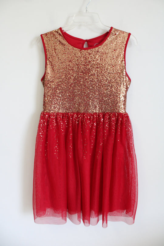 Wonder Nation Red Gold Sequined Tulle Dress | XXL (18)