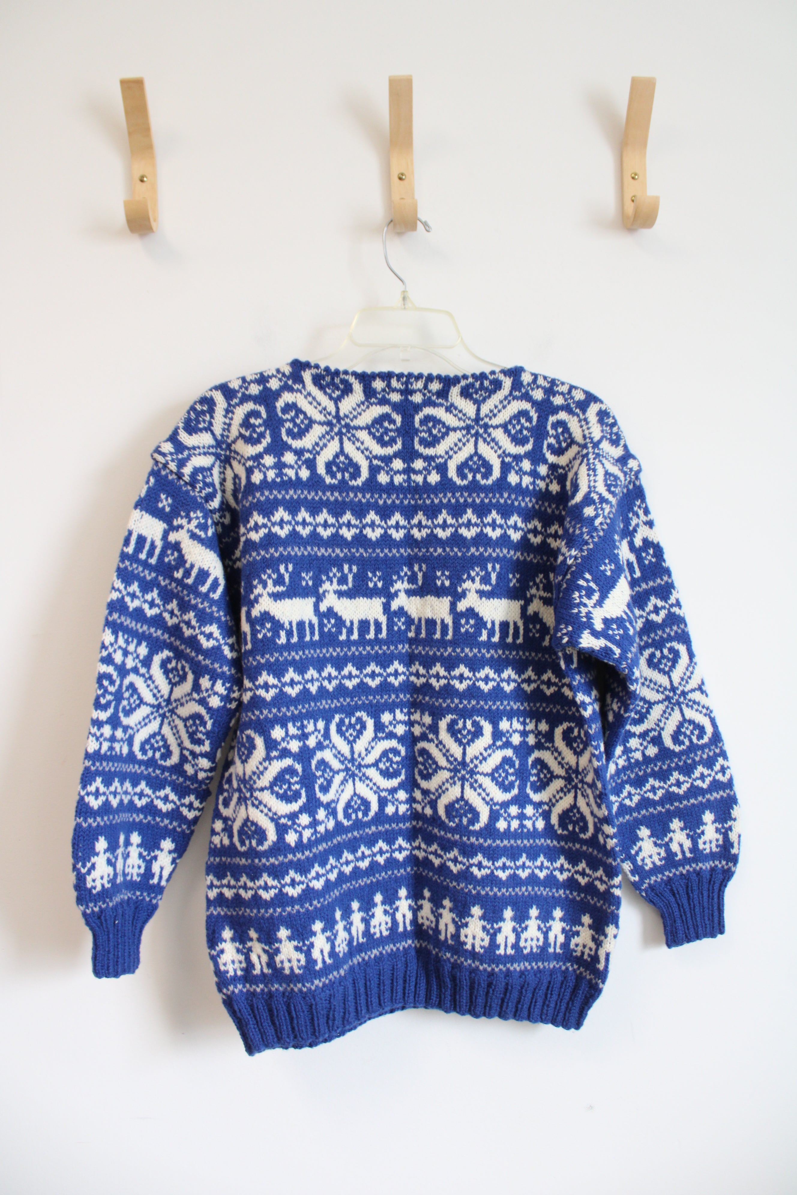 Vintage Geilo Husflid Blue & White Handknitted Wool Sweater | M/L