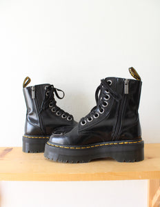 Dr. Martens Toe Guard Black Leather Platform Combat Boots | Size 6