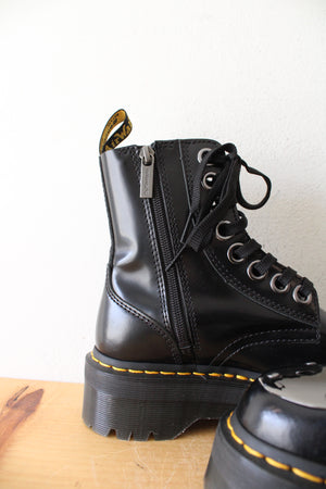 Dr. Martens Toe Guard Black Leather Platform Combat Boots | Size 6