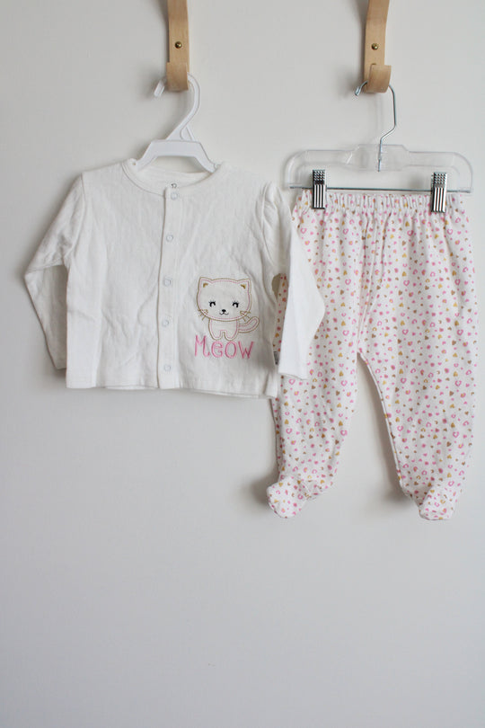 Duck Duck Goose Cat Top & Bottom Set | 3-6 MO