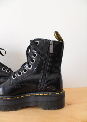 Dr. Martens Toe Guard Black Leather Platform Combat Boots | Size 6
