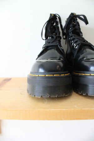 Dr. Martens Toe Guard Black Leather Platform Combat Boots | Size 6