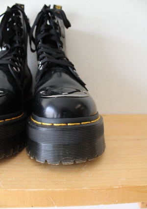 Dr. Martens Toe Guard Black Leather Platform Combat Boots | Size 6