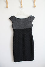 London Times Black Metallic Sheath Dress | 6 Petite