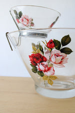 Vintage West Virginia Glass Rose Chip and Dip Set