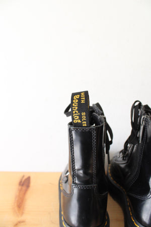 Dr. Martens Toe Guard Black Leather Platform Combat Boots | Size 6