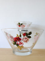 Vintage West Virginia Glass Rose Chip and Dip Set