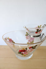 Vintage West Virginia Glass Rose Chip and Dip Set