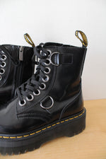 Dr. Martens Toe Guard Black Leather Platform Combat Boots | Size 6