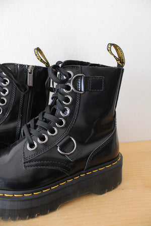 Dr. Martens Toe Guard Black Leather Platform Combat Boots | Size 6
