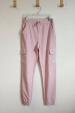 New Balance Pink Cargo Joggers with Shimmer NB Logo | S
