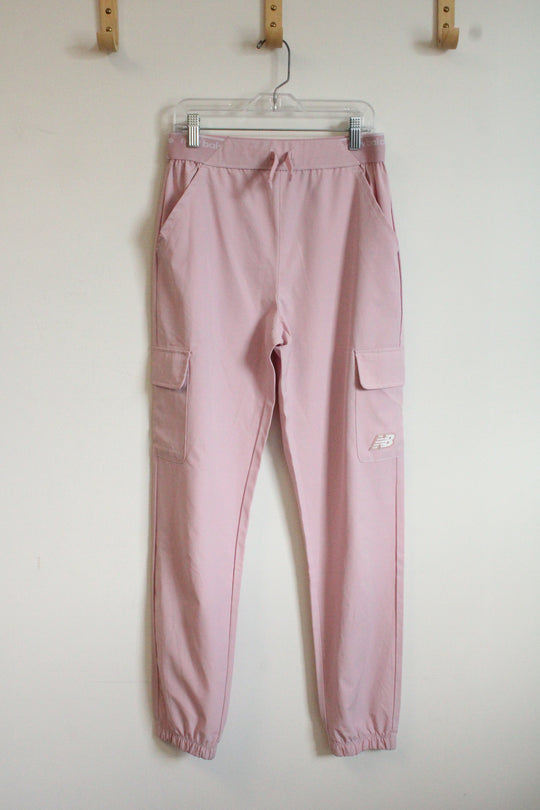 New Balance Pink Cargo Joggers with Shimmer NB Logo | S