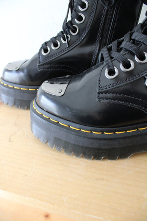 Dr. Martens Toe Guard Black Leather Platform Combat Boots | Size 6