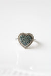Sterling Silver Blue Stone Heart Ring | Size 8