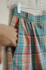 Wrangler Vintage Teal Orange and Pink Plaid Pleated Pants | 5
