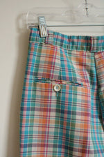 Wrangler Vintage Teal Orange and Pink Plaid Pleated Pants | 5