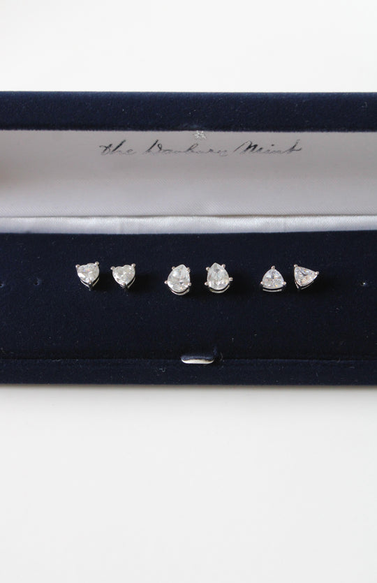 The Danbury Mint Sterling Silver CZ Stud Earrings | Set Of 3